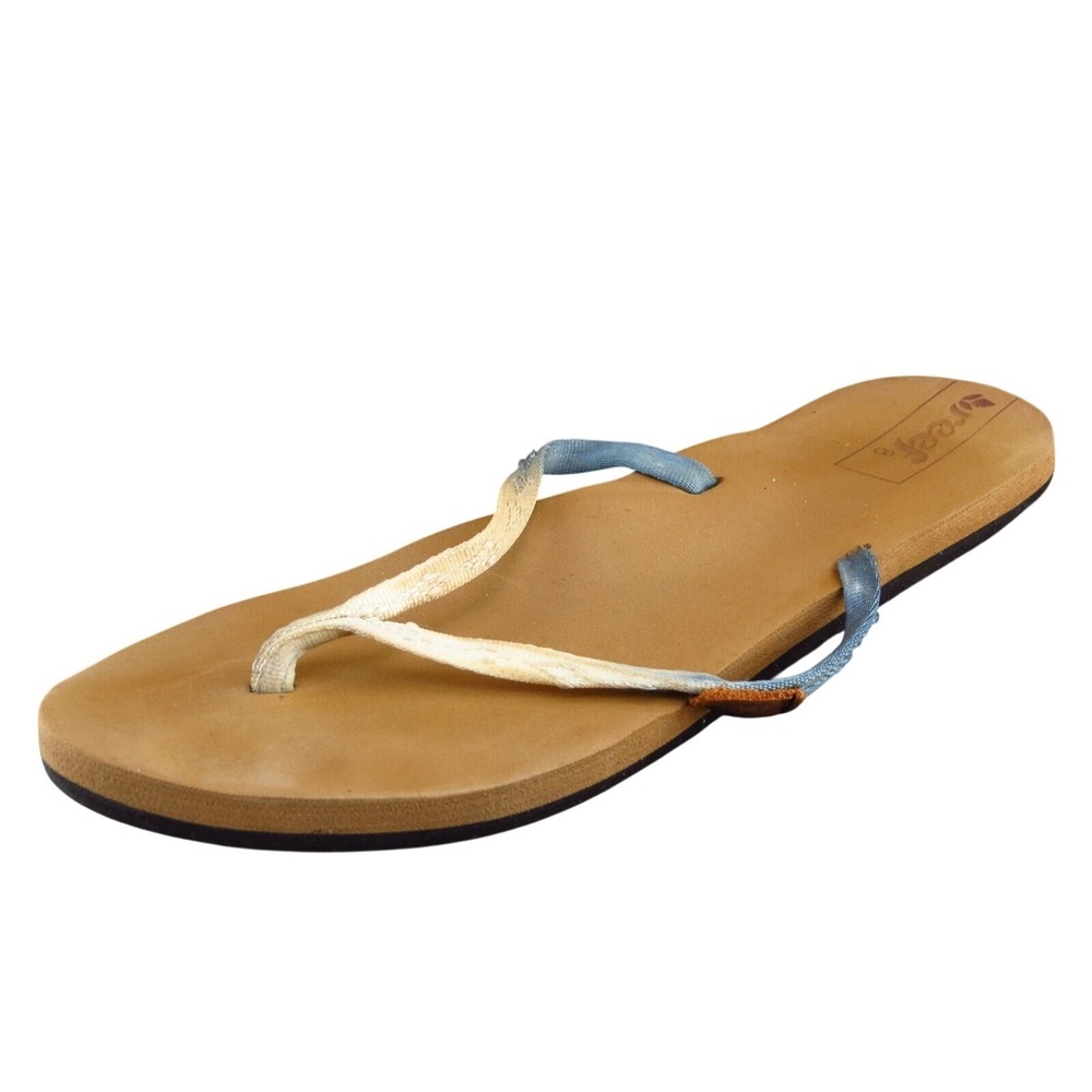 Reef Sz 8 M Beige Flip Flop Fabric Women Sandals